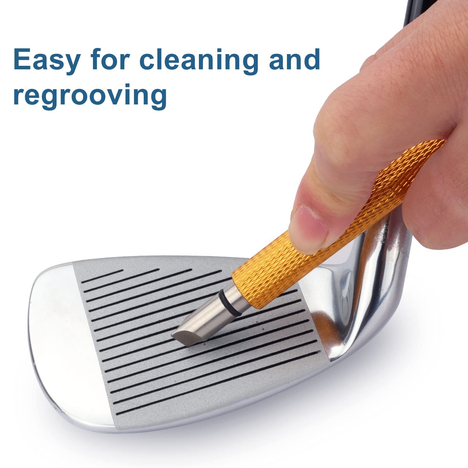 Bulex Golf Club Groove Sharpener, Re-Grooving Tool and Cleaner for Wedges & Irons - Generate Optimal Backspin - Suitable for U & V-Grooves