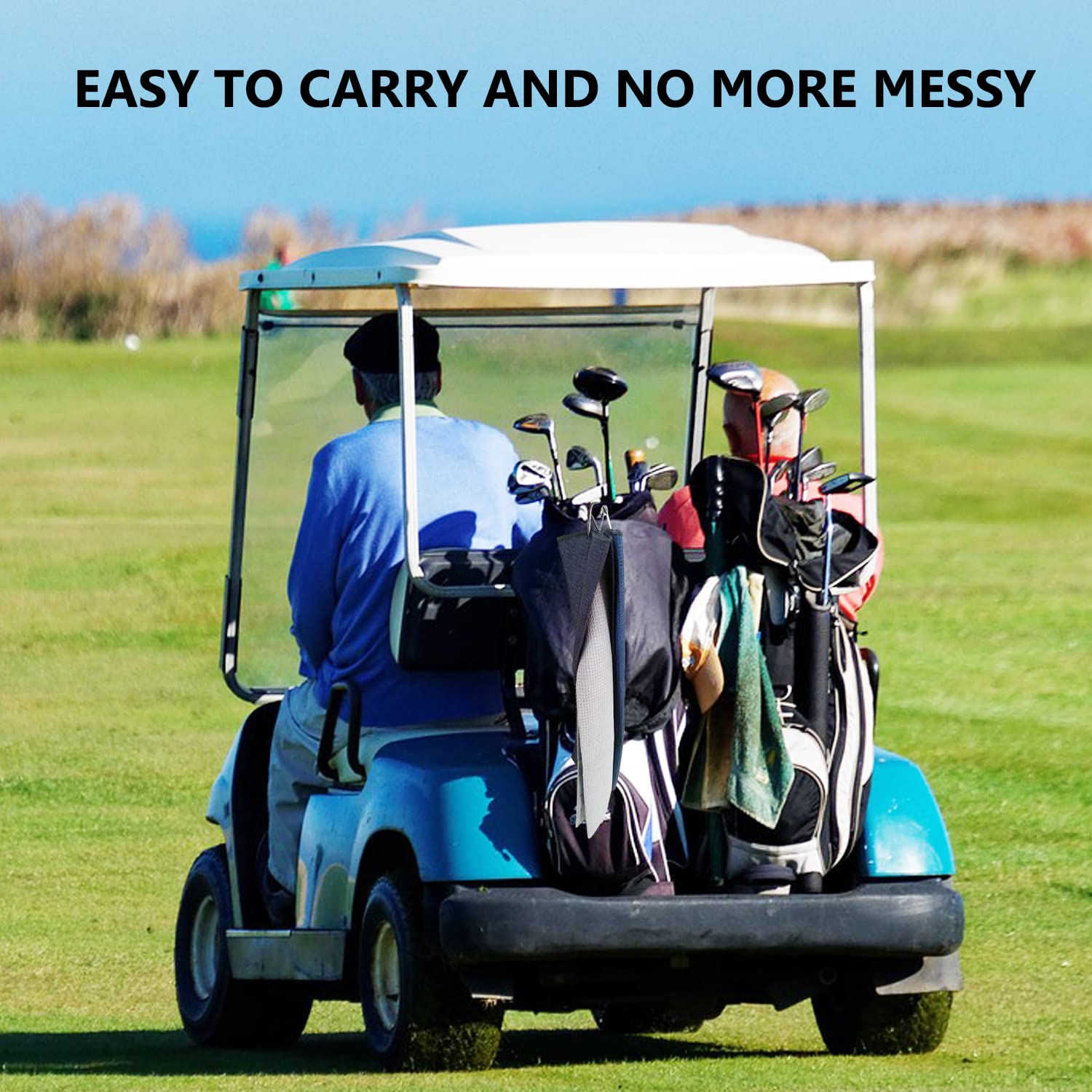 3 Pack Large Golf Towels, 16" x 24" Tri-Fold Portable Microfiber Fabric Waffle Pattern Golf Towel for Golf Bag with Carabiner Clip to Quickly Remove Sand, Mud, Dirt and Sweat