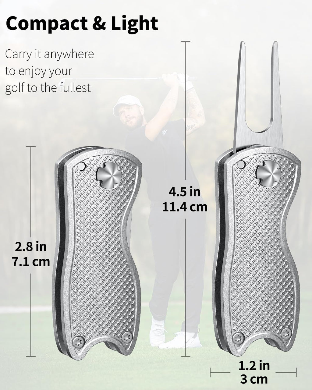 GreenHaven 2-6 Pack Golf Divot Repair Tool for Golfers Foldable Metal Green Tool with Magnetic Putt Alignment Ball Marker Pop-up Fork Tine with Sturdy Aluminum Alloy Handle