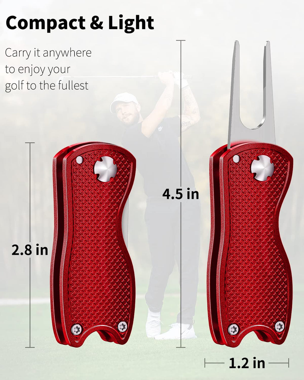 GreenHaven 2-6 Pack Golf Divot Repair Tool for Golfers Foldable Metal Green Tool with Magnetic Putt Alignment Ball Marker Pop-up Fork Tine with Sturdy Aluminum Alloy Handle