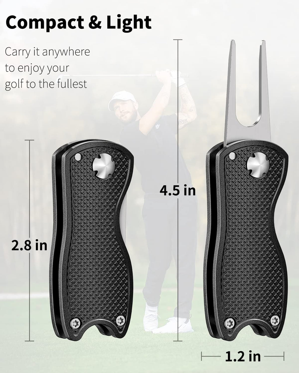 GreenHaven 2-6 Pack Golf Divot Repair Tool for Golfers Foldable Metal Green Tool with Magnetic Putt Alignment Ball Marker Pop-up Fork Tine with Sturdy Aluminum Alloy Handle