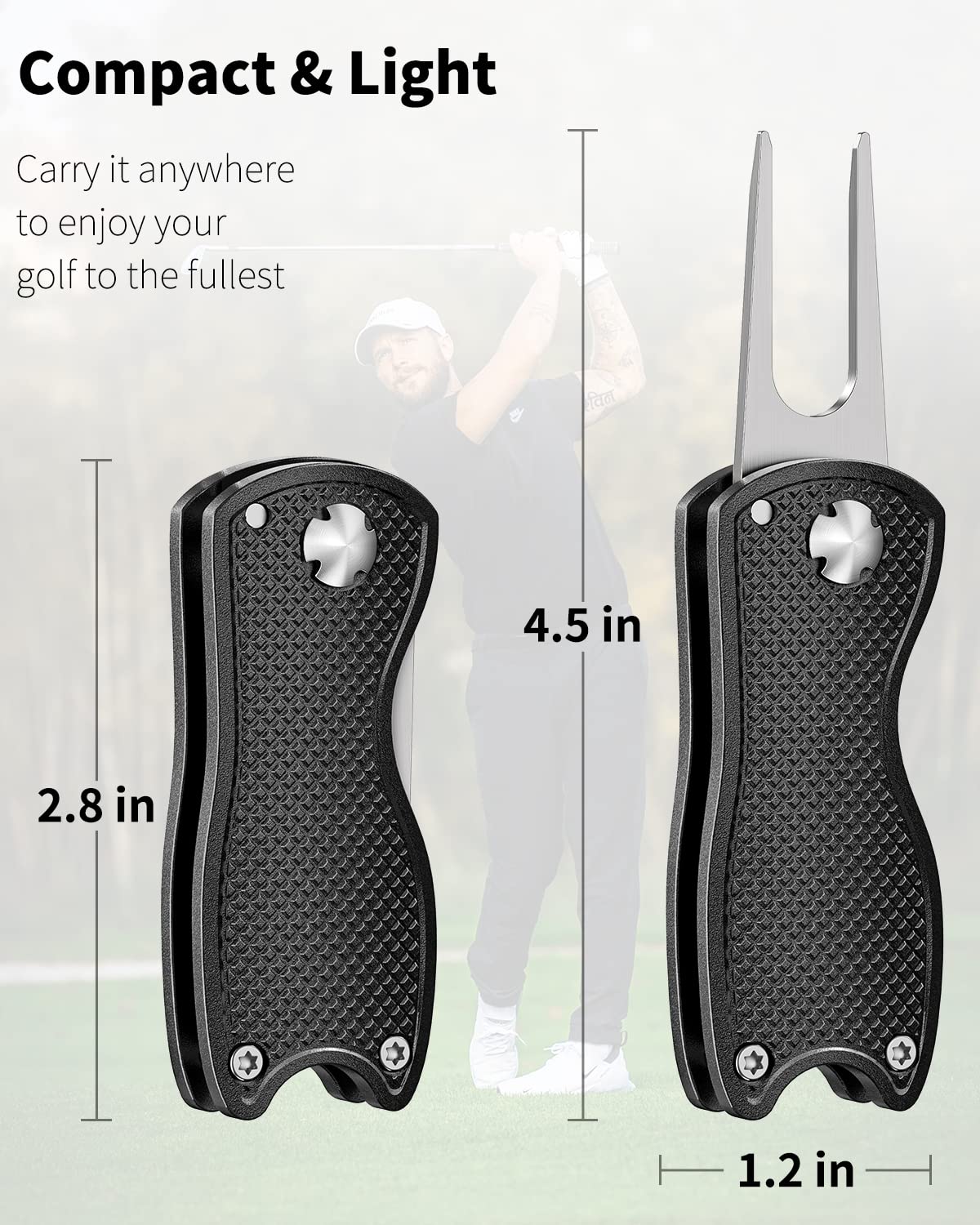 GreenHaven 2-6 Pack Golf Divot Repair Tool for Golfers Foldable Metal Green Tool with Magnetic Putt Alignment Ball Marker Pop-up Fork Tine with Sturdy Aluminum Alloy Handle
