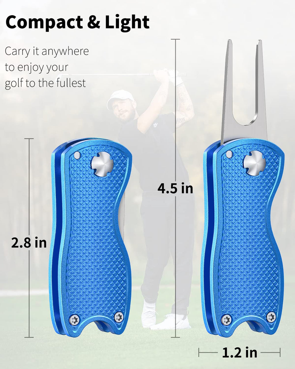 GreenHaven 2-6 Pack Golf Divot Repair Tool for Golfers Foldable Metal Green Tool with Magnetic Putt Alignment Ball Marker Pop-up Fork Tine with Sturdy Aluminum Alloy Handle