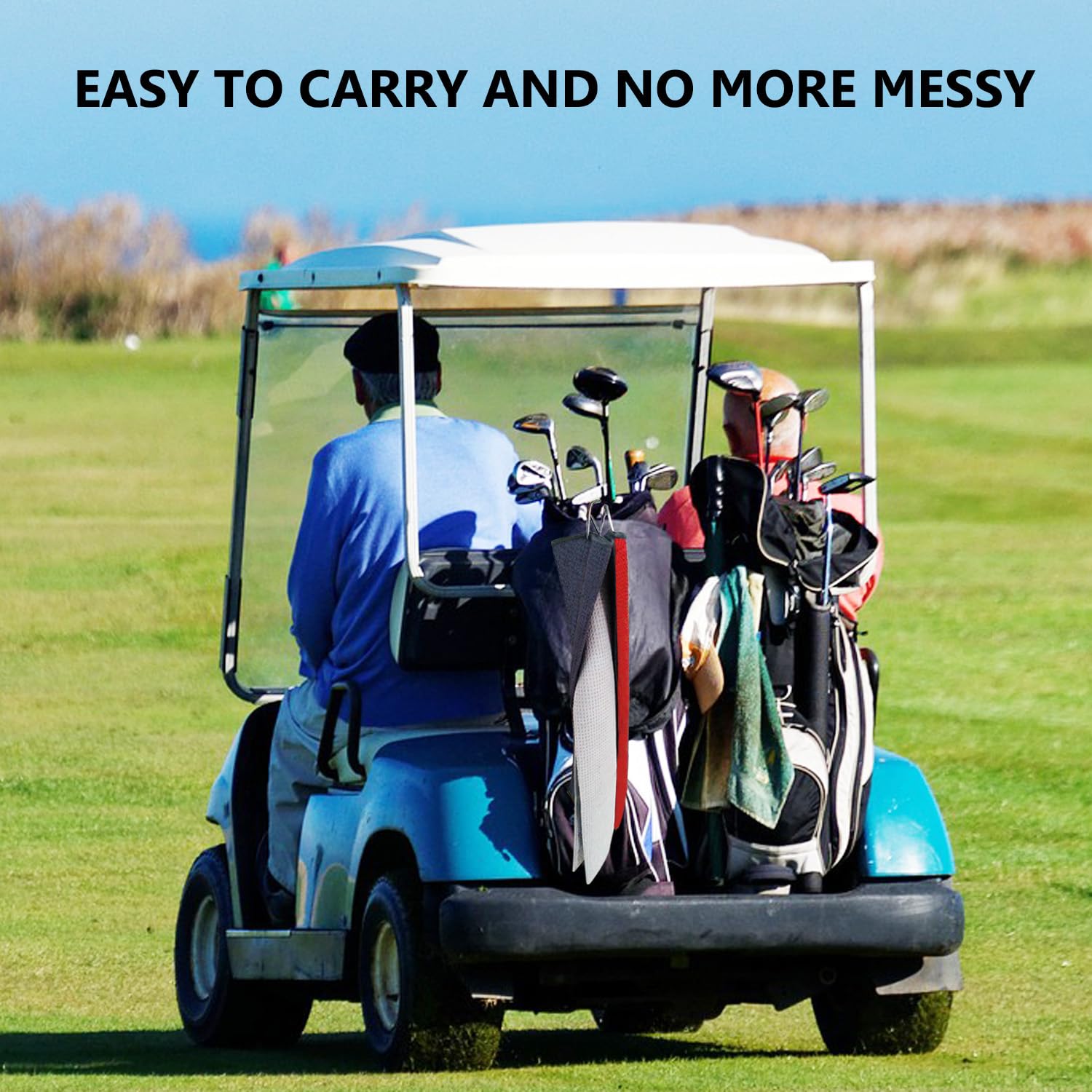 3 Pack Large Golf Towels, 16" x 24" Tri-Fold Portable Microfiber Fabric Waffle Pattern Golf Towel for Golf Bag with Carabiner Clip to Quickly Remove Sand, Mud, Dirt and Sweat