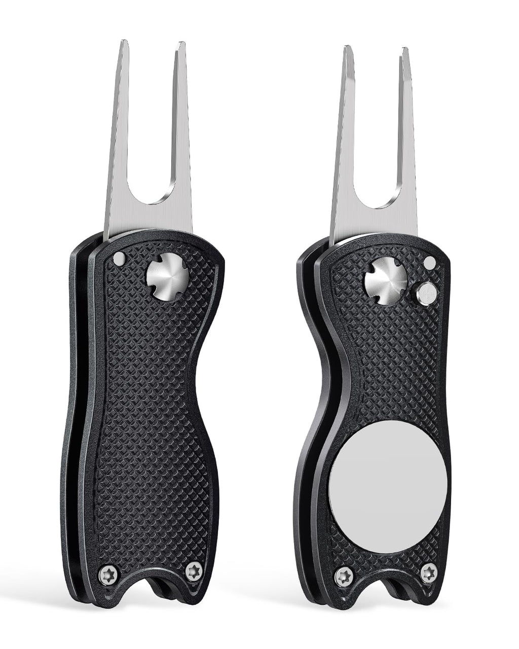 GreenHaven 2-6 Pack Golf Divot Repair Tool for Golfers Foldable Metal Green Tool with Magnetic Putt Alignment Ball Marker Pop-up Fork Tine with Sturdy Aluminum Alloy Handle