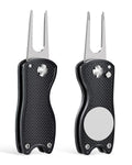 GreenHaven 2-6 Pack Golf Divot Repair Tool for Golfers Foldable Metal Green Tool with Magnetic Putt Alignment Ball Marker Pop-up Fork Tine with Sturdy Aluminum Alloy Handle