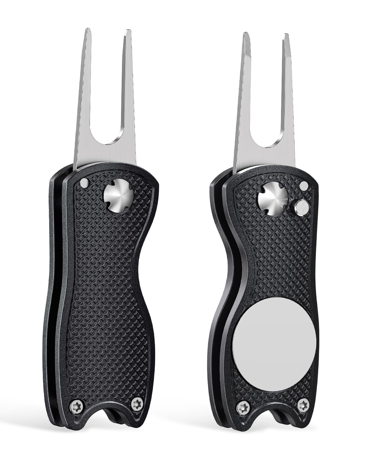 GreenHaven 2-6 Pack Golf Divot Repair Tool for Golfers Foldable Metal Green Tool with Magnetic Putt Alignment Ball Marker Pop-up Fork Tine with Sturdy Aluminum Alloy Handle