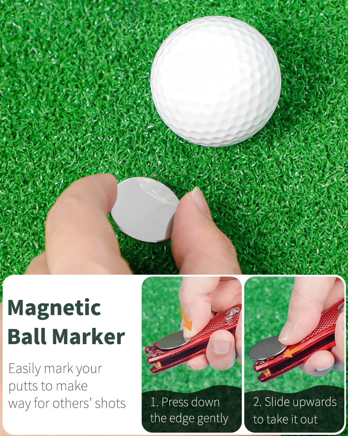 GreenHaven 2-6 Pack Golf Divot Repair Tool for Golfers Foldable Metal Green Tool with Magnetic Putt Alignment Ball Marker Pop-up Fork Tine with Sturdy Aluminum Alloy Handle