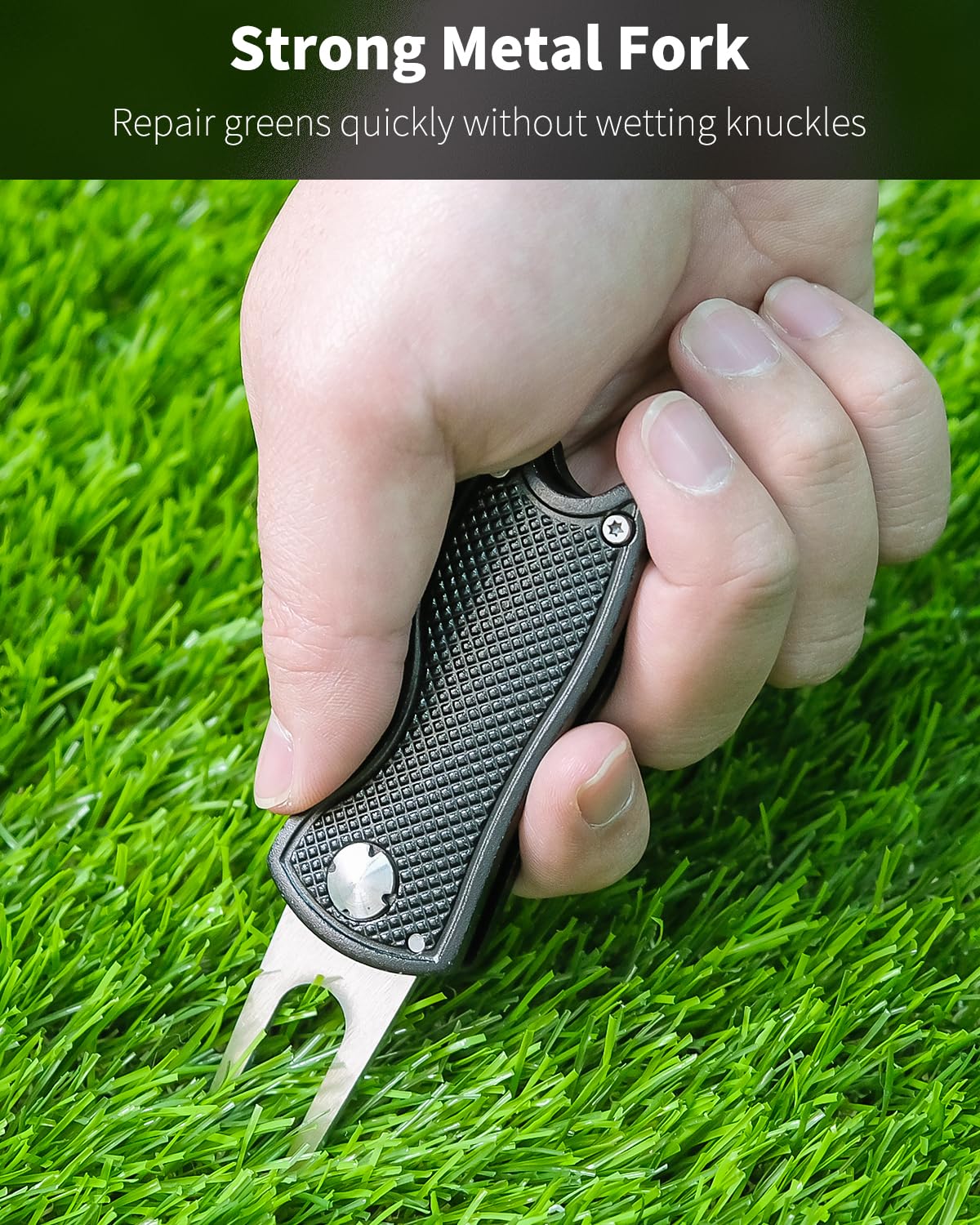 GreenHaven 2-6 Pack Golf Divot Repair Tool for Golfers Foldable Metal Green Tool with Magnetic Putt Alignment Ball Marker Pop-up Fork Tine with Sturdy Aluminum Alloy Handle