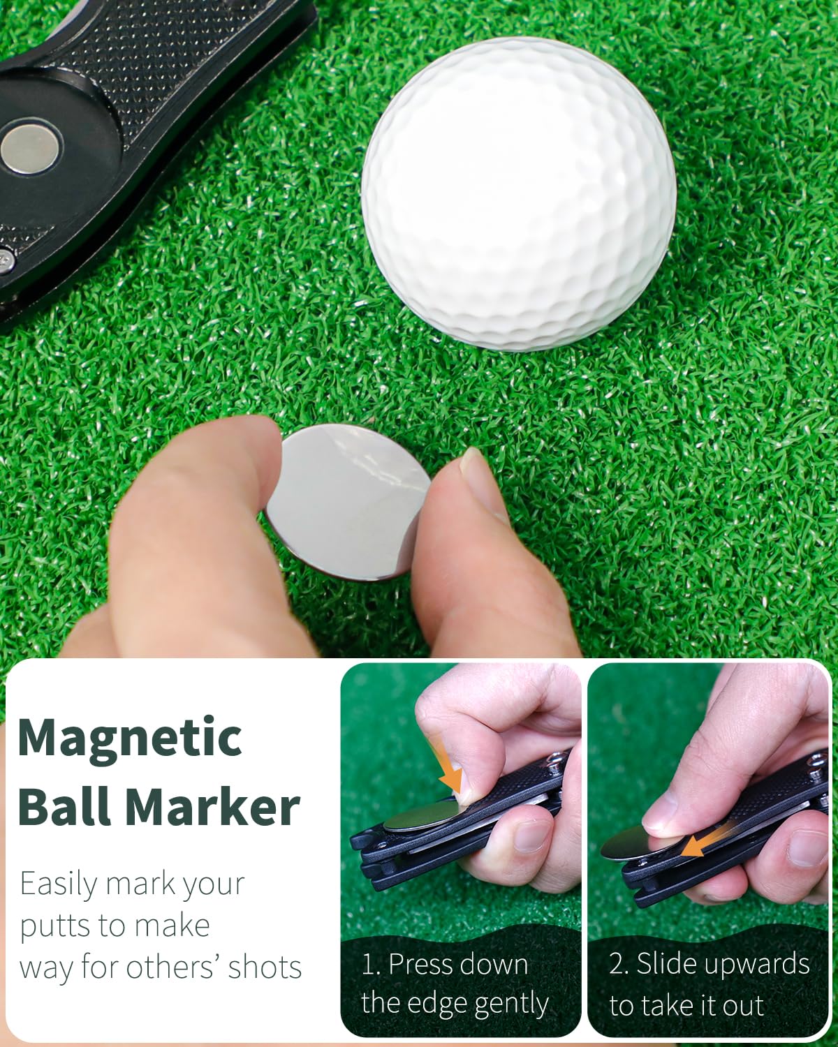 GreenHaven 2-6 Pack Golf Divot Repair Tool for Golfers Foldable Metal Green Tool with Magnetic Putt Alignment Ball Marker Pop-up Fork Tine with Sturdy Aluminum Alloy Handle